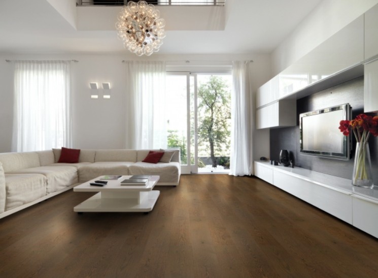 Паркетна дошка Befag 1-підлога. Дуб Рустик Tobacco браш 4-ст фаска лак